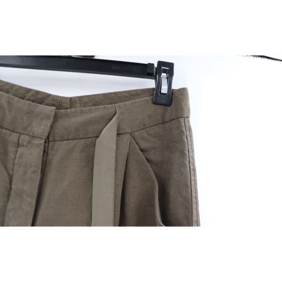 wilfred women’s 00 Allant pants linen olive green belted pockets cuffed cropped - Picture 3 of 12